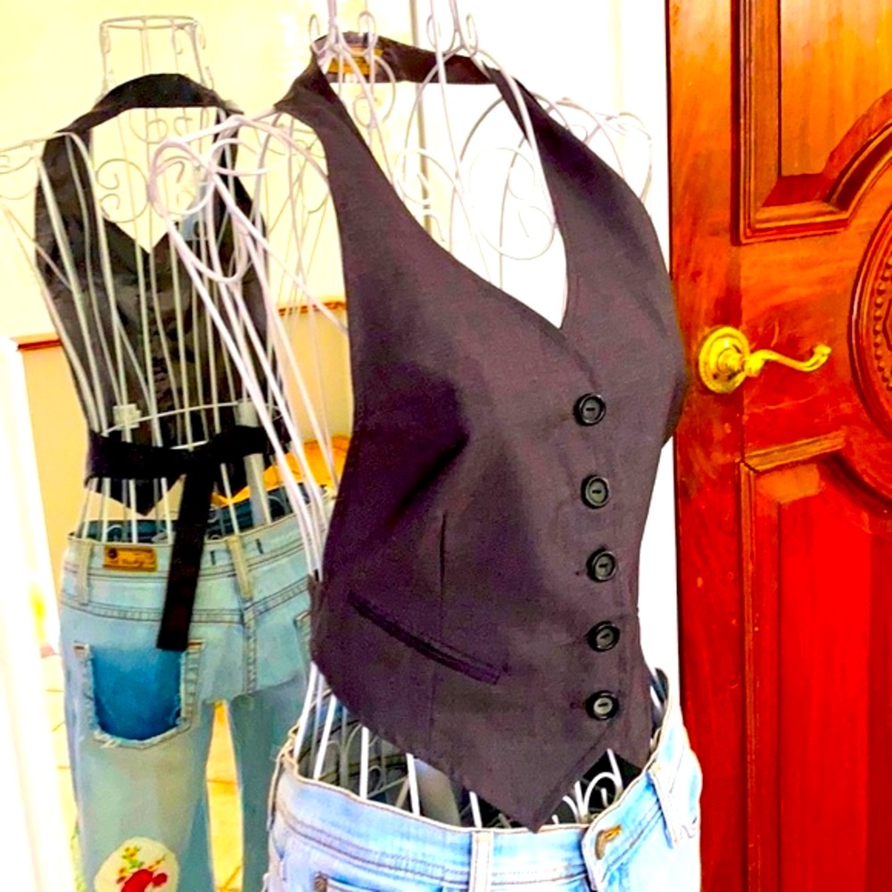 Vintage Tuxedo Halter Top in Gray by Pico 1988 NWT